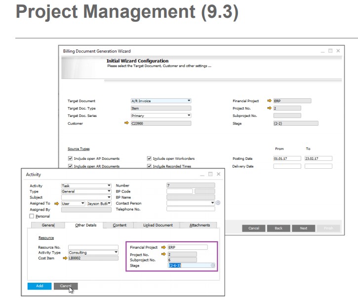 Project Management en SAP Business One 9.3